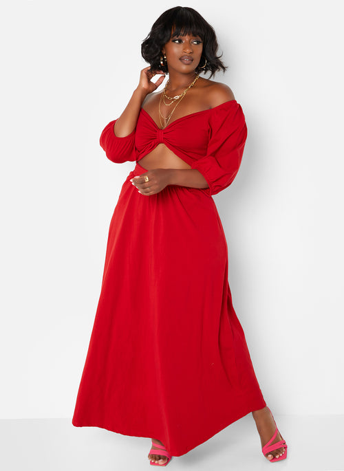 Want It All Twist Front Cut Out Maxi A Line Dress