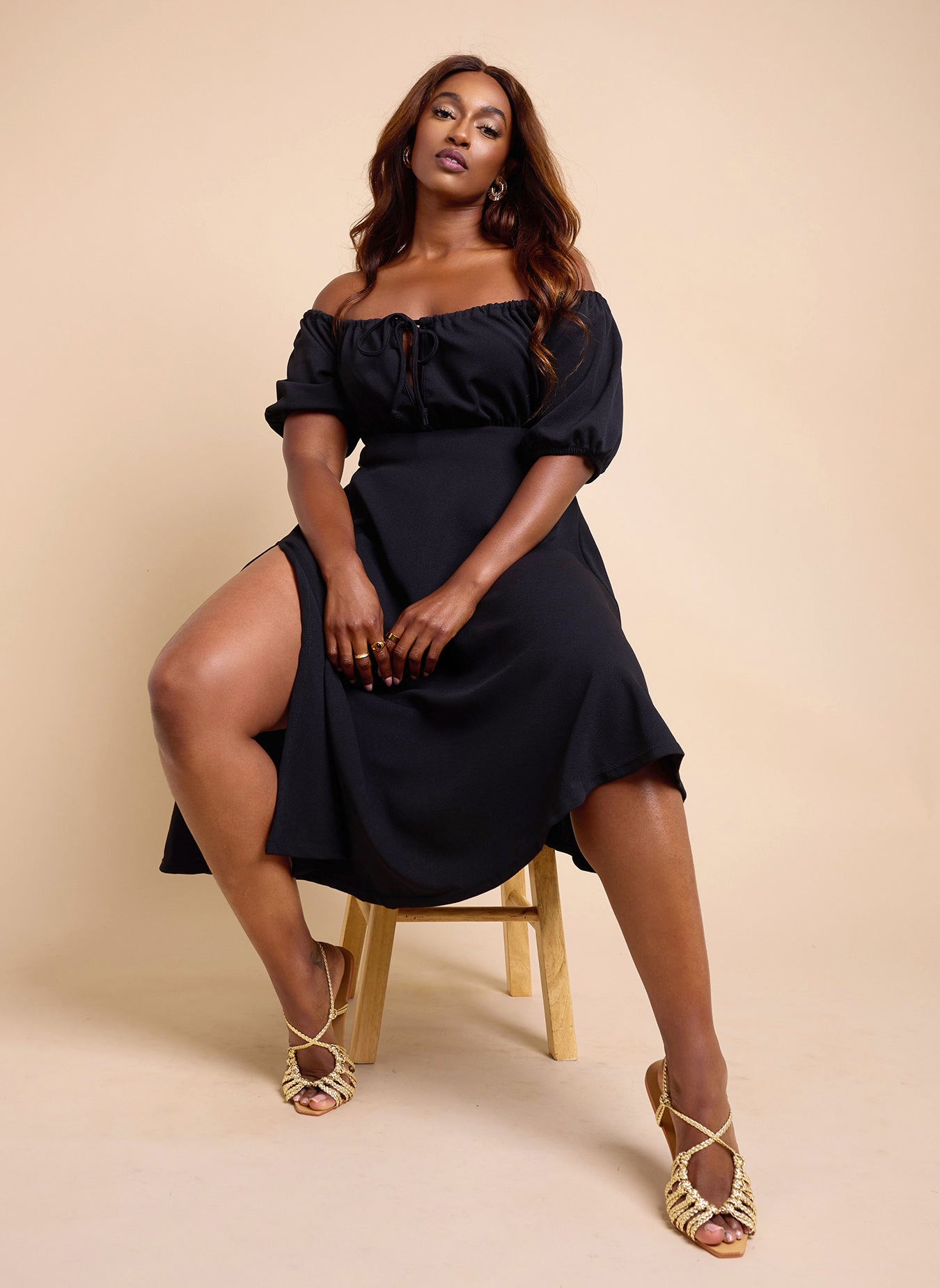 The Right Road Over The Shoulder A-Line Skater Dress 3X: 22-24 / Black at Rebdolls