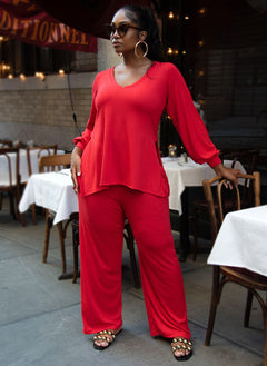 Time To Chill Ribbed Double Slit Oversized Top