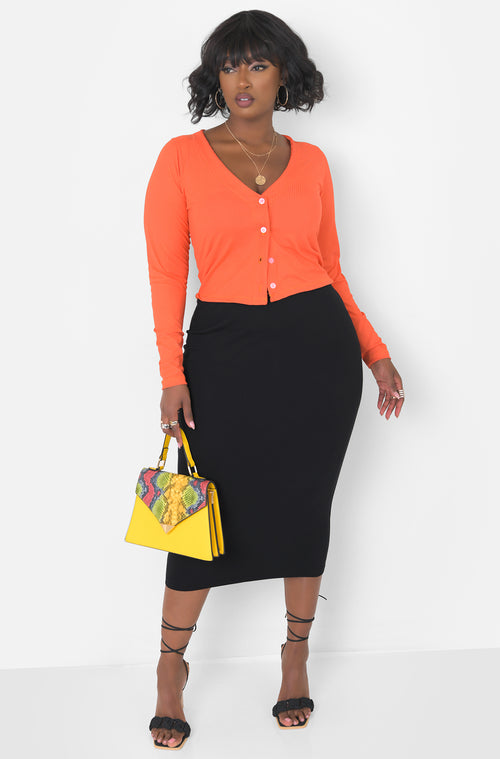 Essential Bodycon Midi Skirt - Black