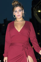 Get Loud Plunge Neckline Bodysuit - Burgundy