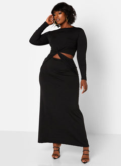 Libra Knot Waist Cut Out Maxi A Line Dress