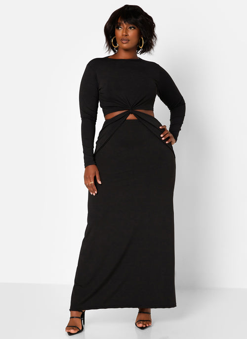 Libra Knot Waist Cut Out Maxi A Line Dress