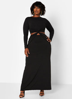 Libra Knot Waist Cut Out Maxi A Line Dress