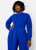 No Exceptions Front Tie Top - Royal Blue