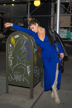 Get Loud Plunge Neckline Bodysuit - Sapphire Blue