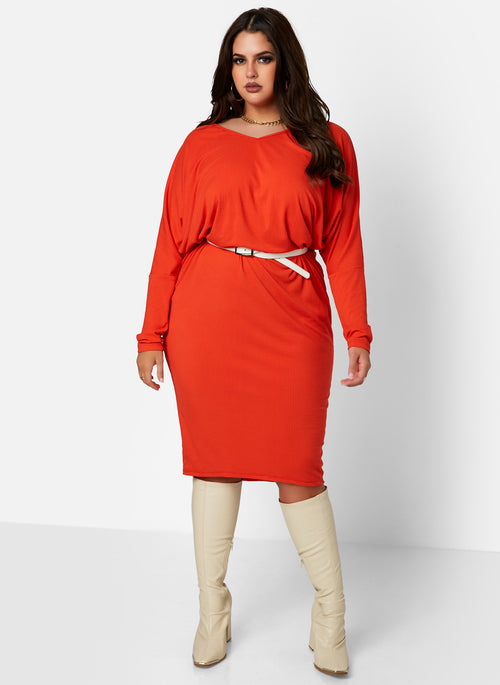 Adore You Ribbed Oversized Open Back Midi Dress