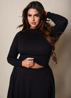 Afternoon Chill Ribbed Long Sleeve Crop Top