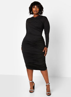 Anything You Want Long Sleeve Ruched Midi Bodycon Dress