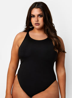 Black Essential Halter Neck Bodysuit Plus Sizes