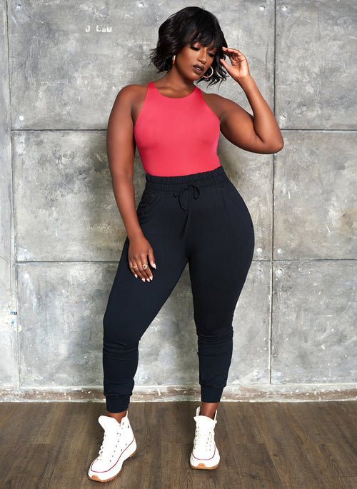 Essential Drawstring Joggers W. Pockets - Black