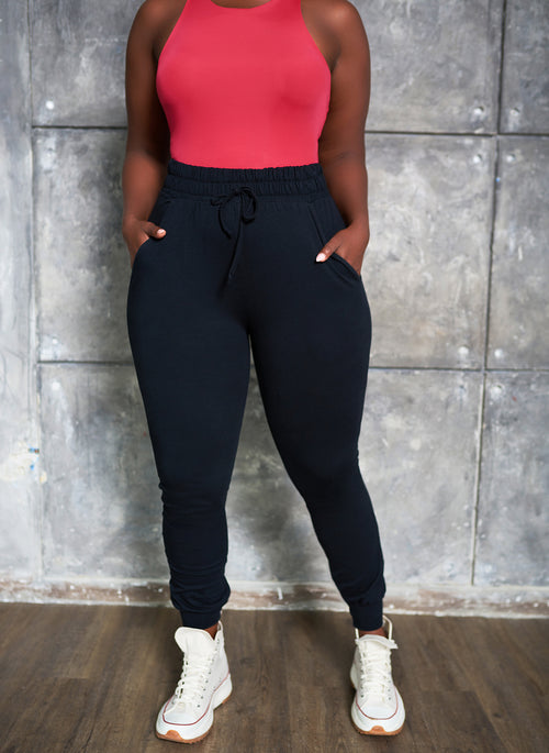 Essential Drawstring Joggers W. Pockets - Black