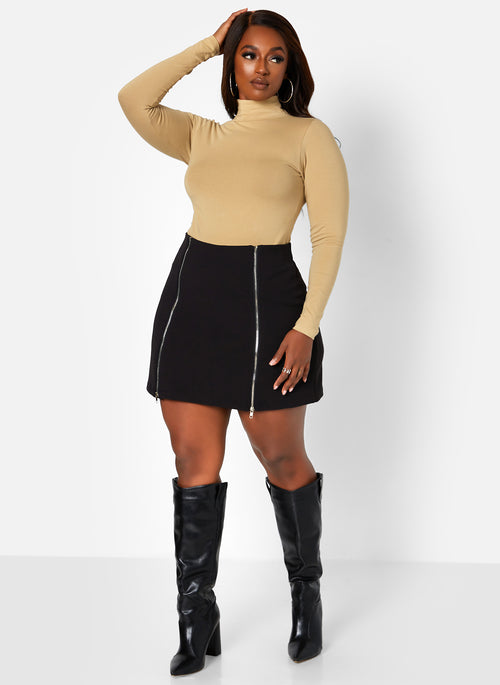 Cream Essential Mock Neck Top Plus Sizes