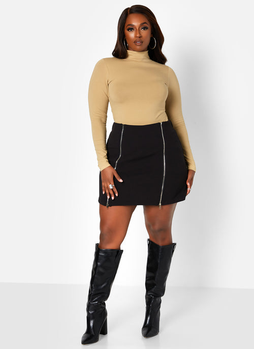 Cream Essential Mock Neck Top Plus Sizes