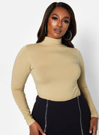 Cream Essential Mock Neck Top Plus Sizes