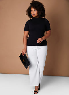 Black Essential Turtleneck 3/4 Sleeve Top Plus Sizes