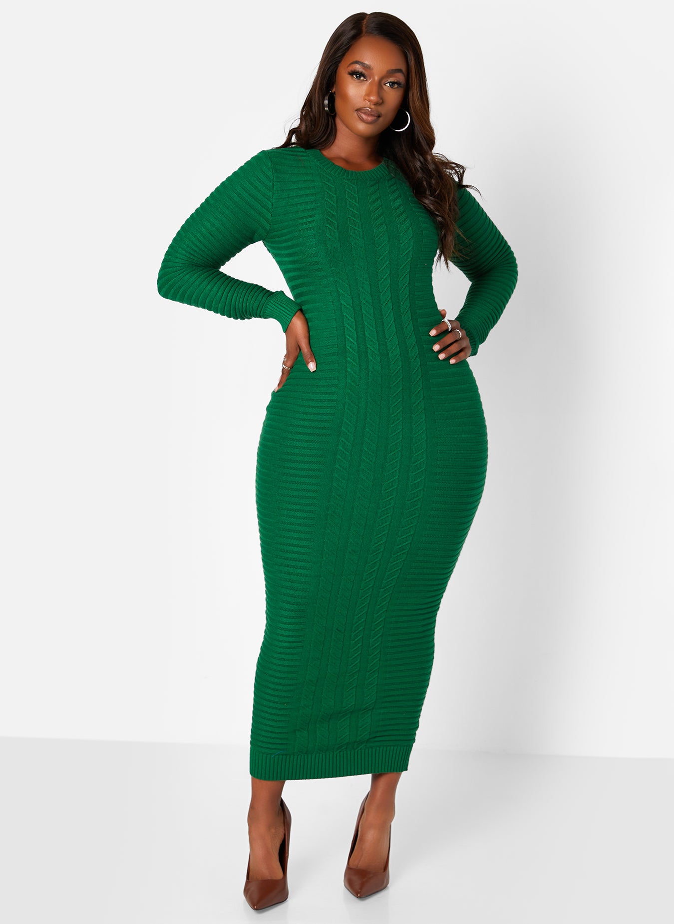 Vind plade ideologi Get It Right Heavy Knit Bodycon Maxi Dress - Green – REBDOLLS