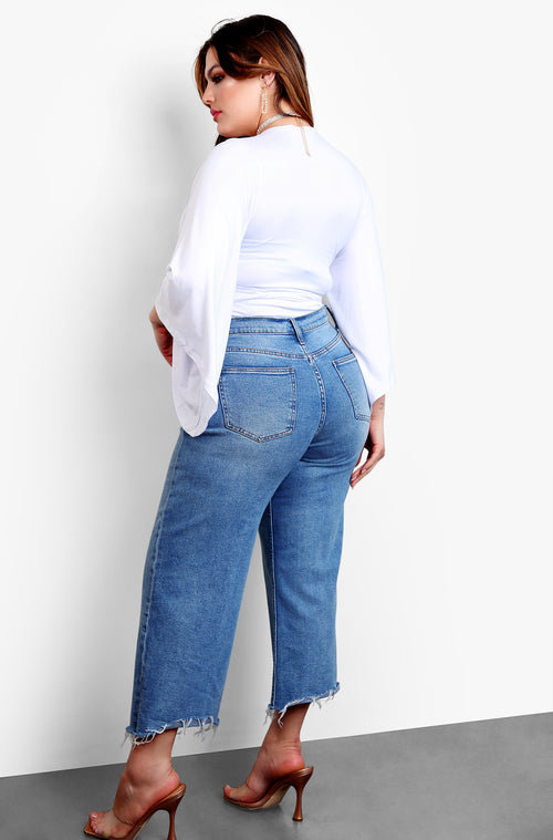 White Kimono Sleeve Wrap Around Tie Front Crop Top Plus Sizes