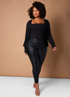 Black Layered Up Ribbed Tank Crop Top & Cardigan Set Plus Sizes