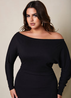 Like No Other Ribbed Off Shoulder Mini Bodycon Dress