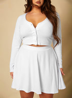 Looking Good Ribbed Mini Skater Skirt