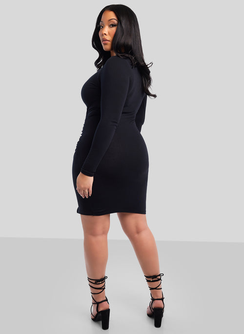 Low Key Ruched Bodycon Mini Dress