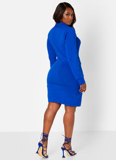 Mean Business Button Up Twist Front Mini A Line Dress