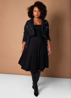 Black Missing Piece Tank Skater Midi Dress Plus Sizes