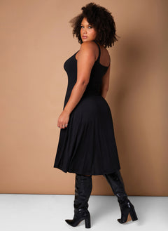 Black Missing Piece Tank Skater Midi Dress Plus Sizes