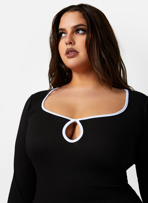 Only Lust Ribbed Keyhole Bodycon Mini Dress