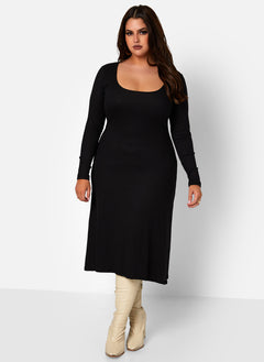 Taking It Easy A Line Midi Dress