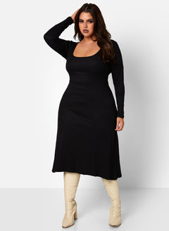 Taking It Easy A Line Midi Dress