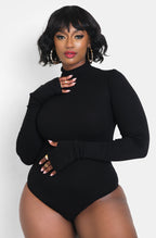 Black Turtleneck Thumbhole Bodysuit Plus Size