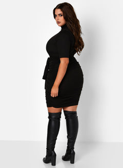 Want You Back Belted Turtleneck Bodycon Mini Dress