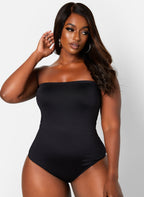 Black Watch Me Go Square Neck Bodysuit Plus Sizes