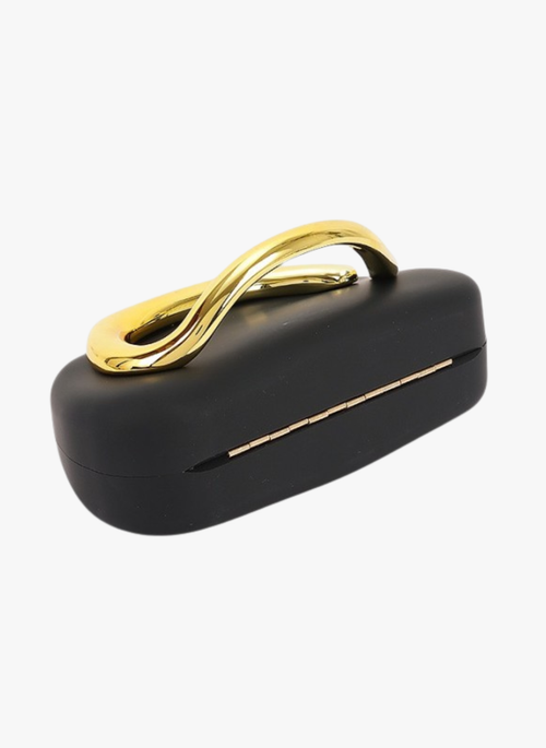 Metal Handle Matte Finish Box Clutch