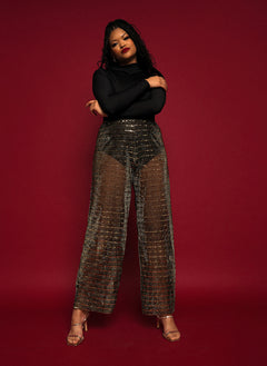 Jovie Shimmer Sheer Wide Leg Pants