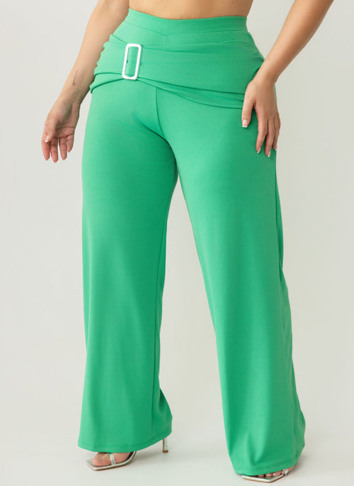 Zelia Wide Leg Pants w. Metal Overlay Detail