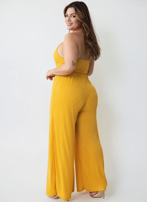 Sophy Halter Slinky Wide Leg Jumpsuit