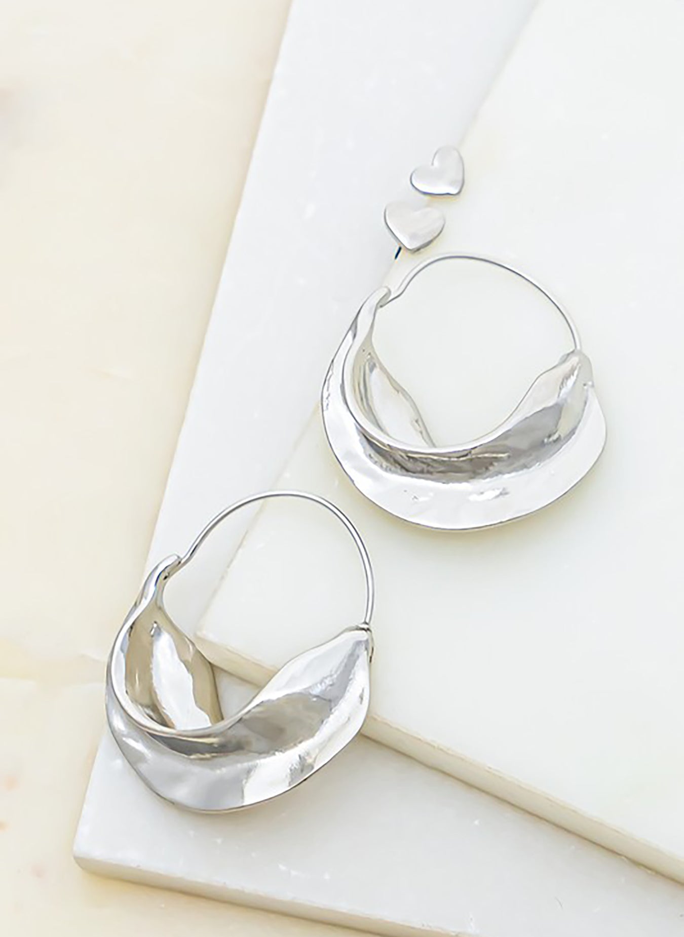 Curved Nugget Earring Set - Silver