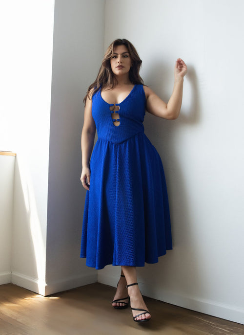 Nylah Dropped Waist Midi Dress