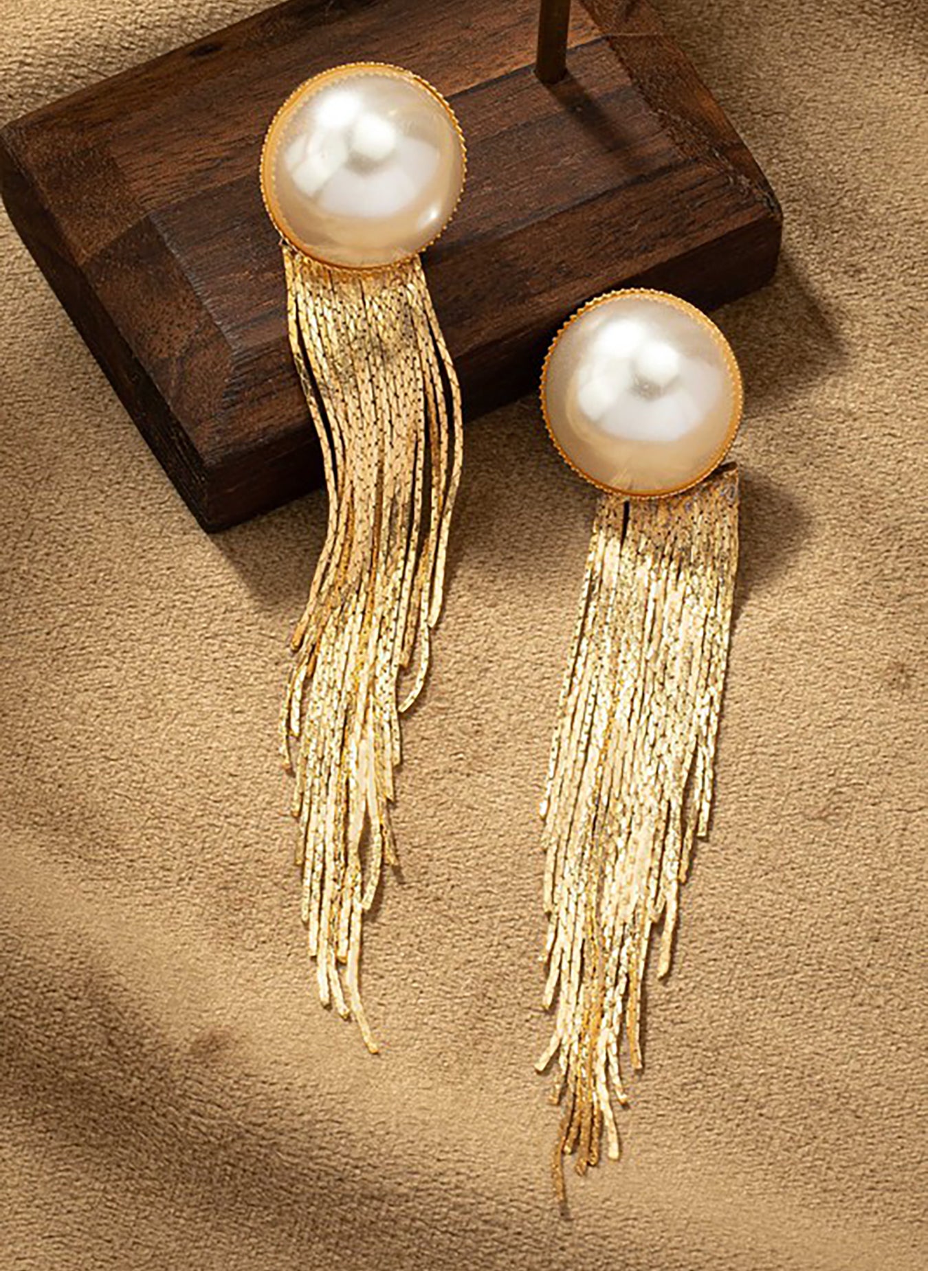 Pearl Stud 2-Way Tassel Drop Earrings