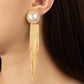Pearl Stud w. Detachable Chains Tassel Earrings