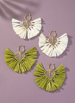 Straw Leaf Drop Earrings