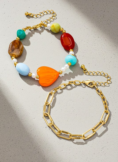 Color Pop Heart & Bead Bracelet Set