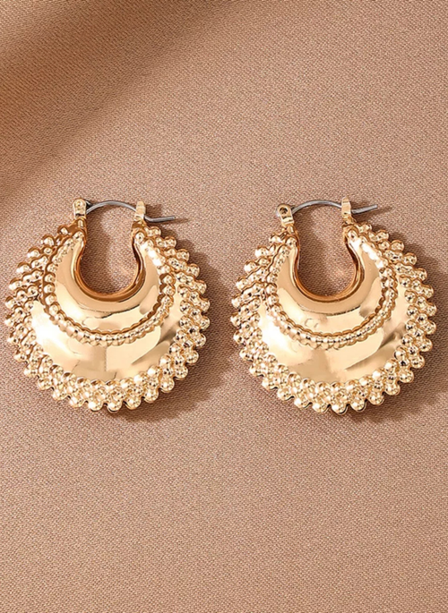 18K Gold-Plated Alloy Crescent Moon Hoop Earrings