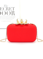 Pearl Flower Clasp Satin Box Clutch Bag