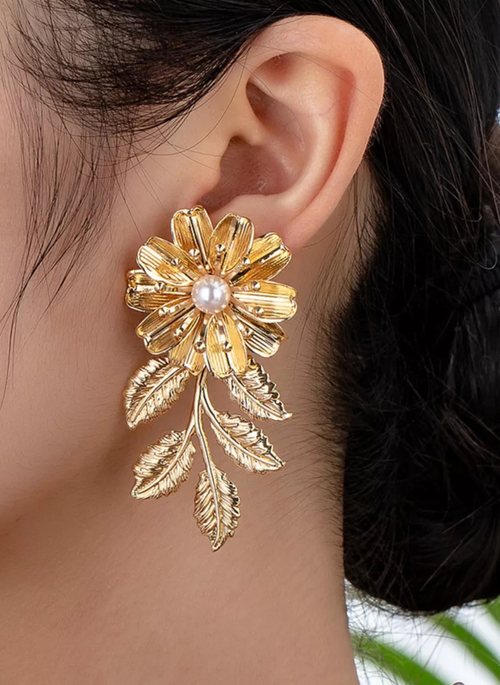 18K Gold-Plated Flower Earrings
