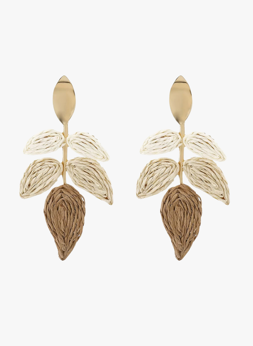 Rattan Woven Leaf Dangle Earrings