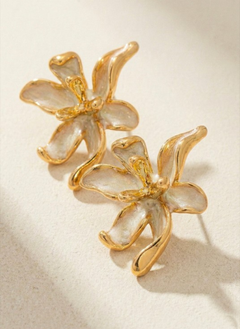 Floral Enamel Statement Stud Earrings